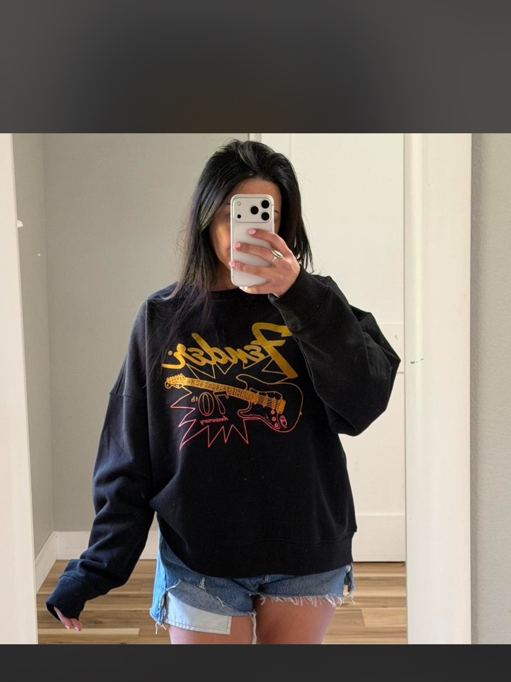 Lucky Brand Black Graphic Tee with Fender Logo